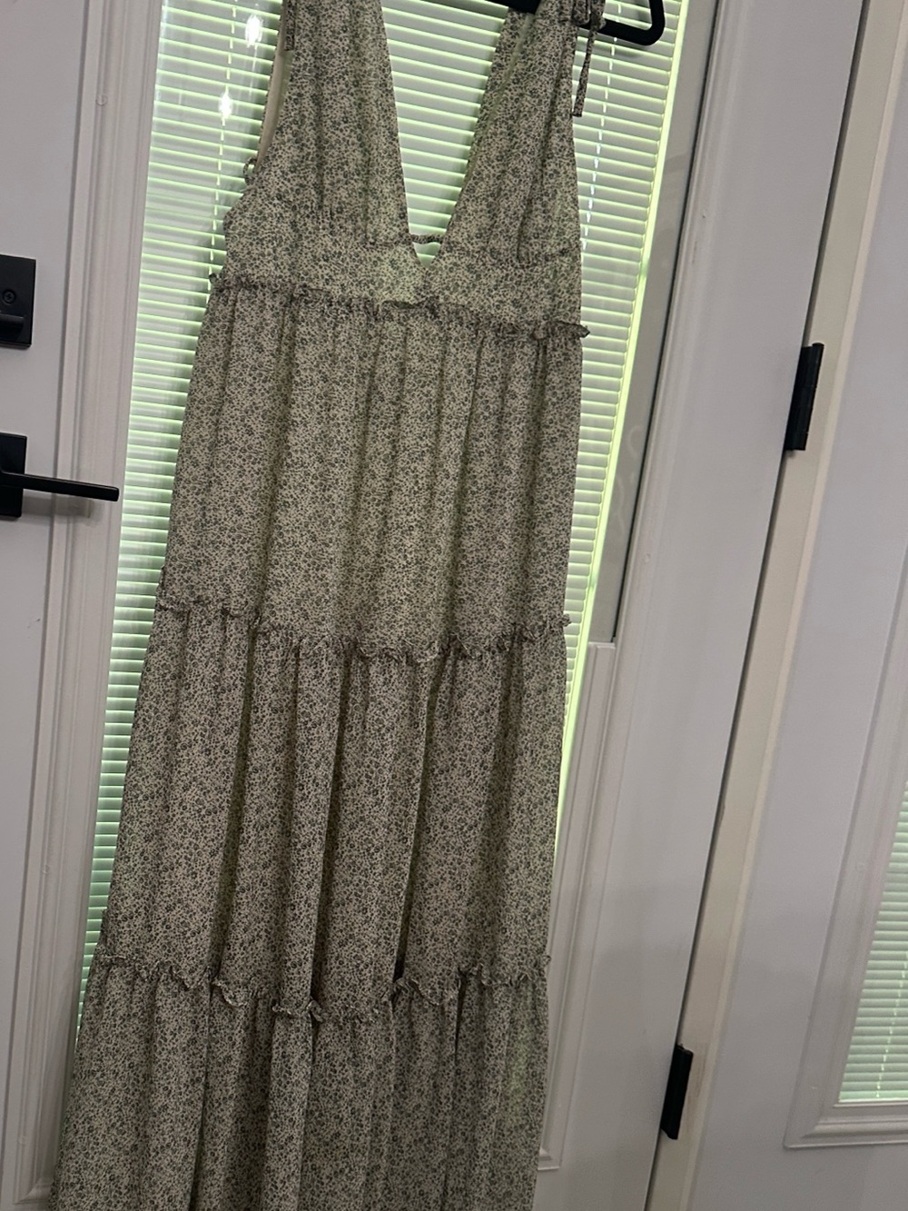 Lulu's Sage Green Floral Tiered Maxi Dress